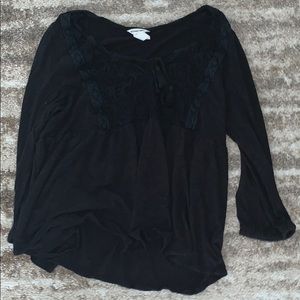 Bethany Mota peplum black top with detailing